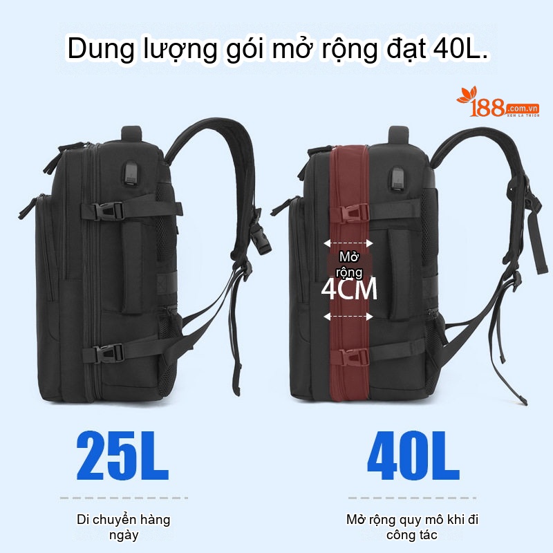 Balo Đôi Laptop Đa Năng Sức Chứa Lớn Du Lịch Công Tác Mở Rộng 4cm Màu Xám, Đen, Trắng, Xanh...