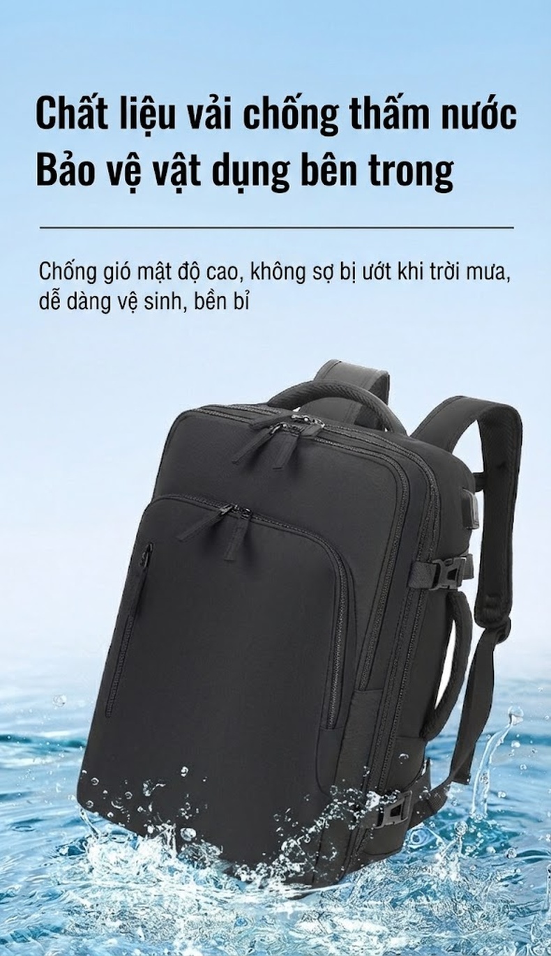 Balo Đôi Laptop Đa Năng Sức Chứa Lớn Du Lịch Công Tác Mở Rộng 4cm Màu Xám, Đen, Trắng, Xanh... chi tiết 21