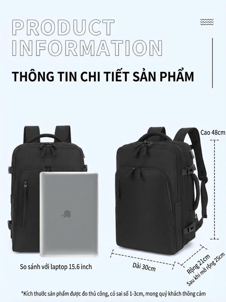 Balo Đôi Laptop Đa Năng Sức Chứa Lớn Du Lịch Công Tác Mở Rộng 4cm Màu Xám, Đen, Trắng, Xanh... chi tiết 23