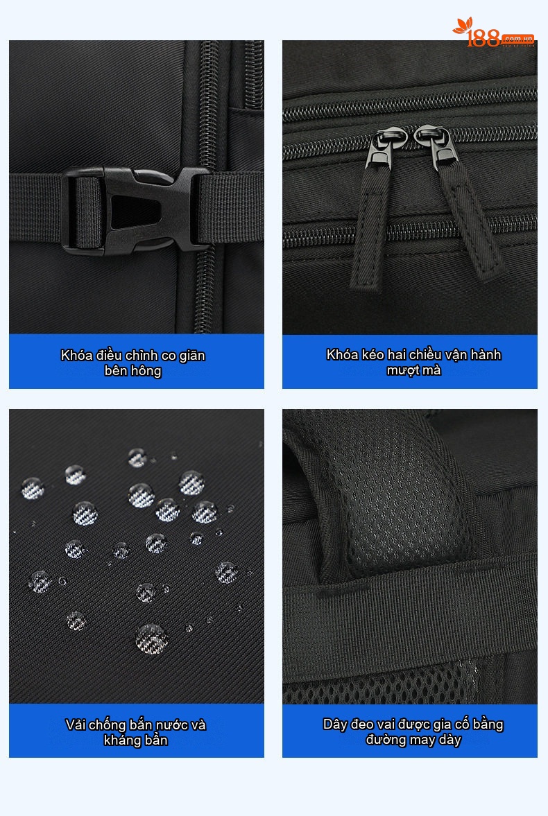 Balo Đôi Laptop Đa Năng Sức Chứa Lớn Du Lịch Công Tác Mở Rộng 4cm Màu Xám, Đen, Trắng, Xanh... chi tiết 28