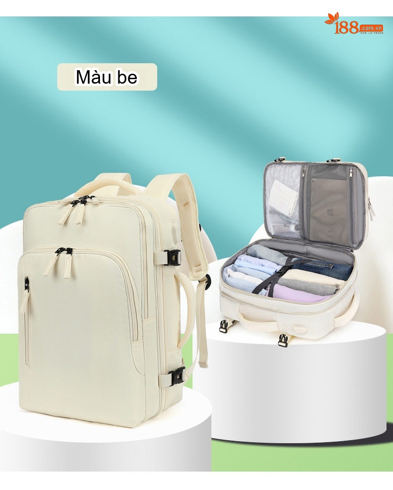 Balo Đôi Laptop Đa Năng Sức Chứa Lớn Du Lịch Công Tác Mở Rộng 4cm Màu Xám, Đen, Trắng, Xanh... chi tiết 31