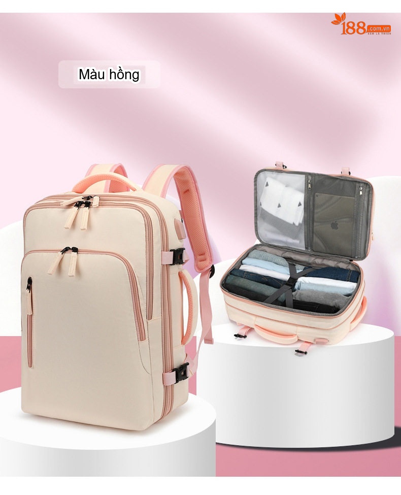 Balo Đôi Laptop Đa Năng Sức Chứa Lớn Du Lịch Công Tác Mở Rộng 4cm Màu Xám, Đen, Trắng, Xanh... chi tiết 32