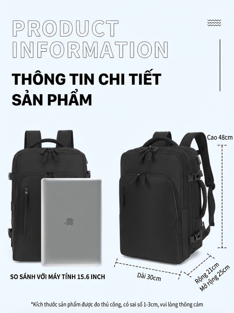 Balo Đôi Laptop Đa Năng Sức Chứa Lớn Du Lịch Công Tác Mở Rộng 4cm Màu Xám, Đen, Trắng, Xanh... chi tiết 34