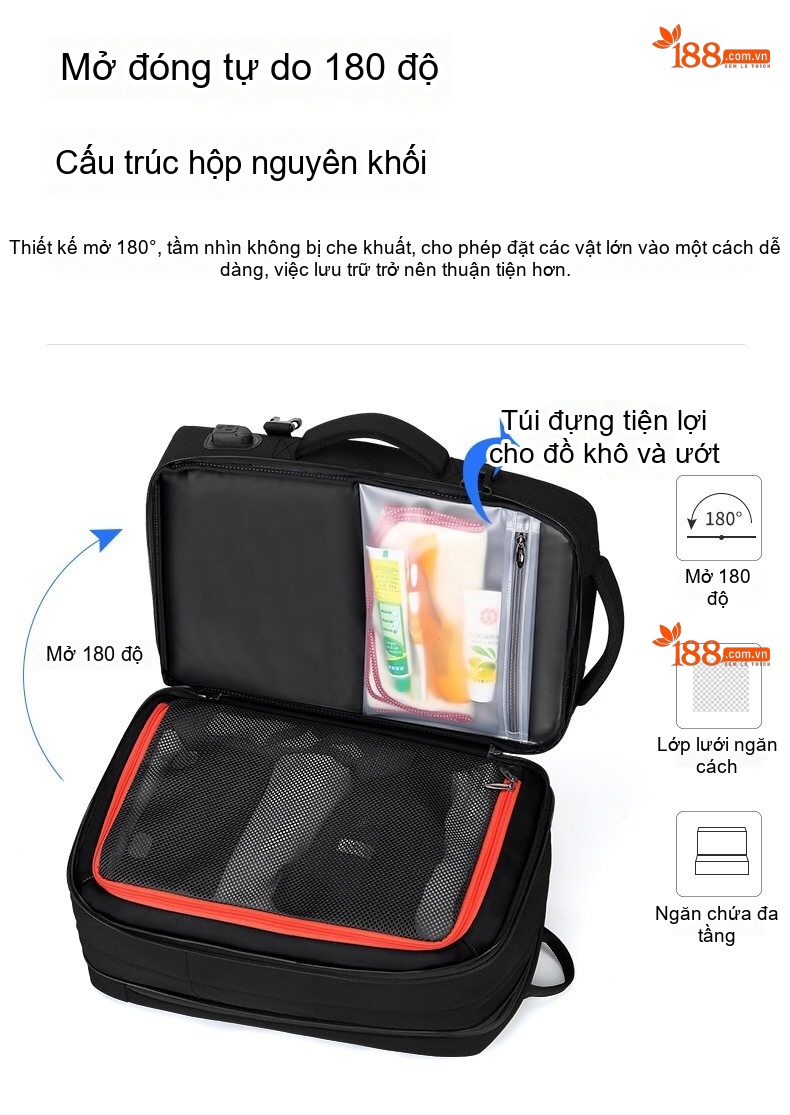 Balo Đôi Nam Đựng Laptop Đi Làm, Du Lịch Ngắn Ngày Vải Dệt Màu Đen chi tiết 14