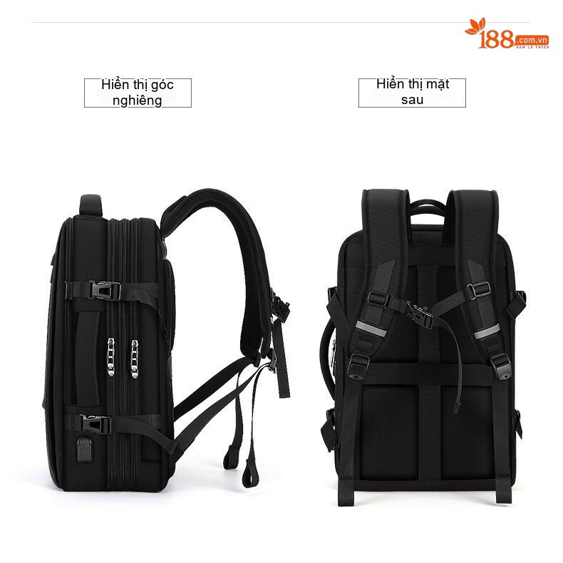 Balo Đôi Nam Đựng Laptop Đi Làm, Du Lịch Ngắn Ngày Vải Dệt Màu Đen