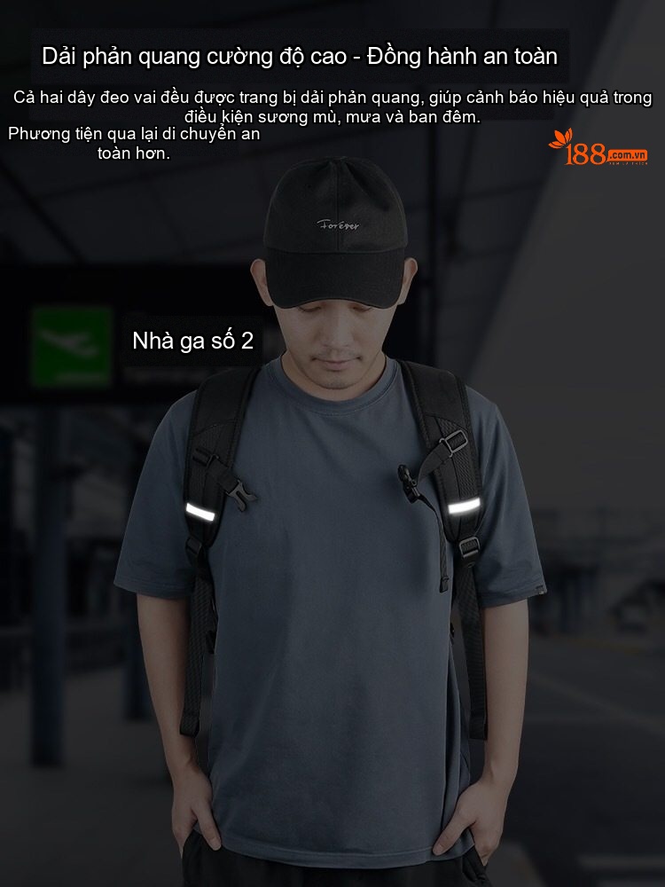 Balo Đôi Nam Đựng Laptop Đi Làm, Du Lịch Ngắn Ngày Vải Dệt Màu Đen chi tiết 13