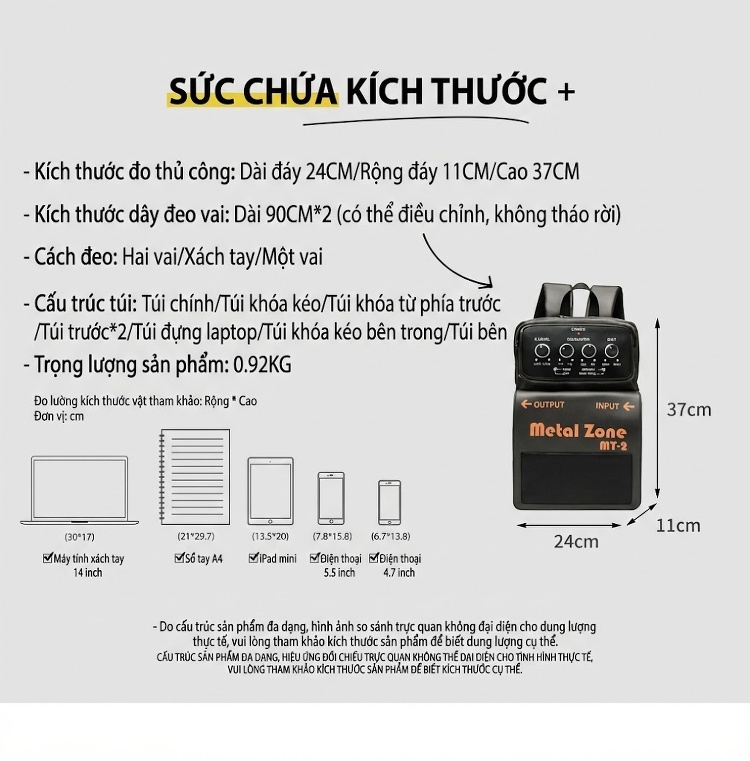 Balo Đôi Nam Dung Tích Lớn Phong Cách Rock OSOCE Da Bóng Màu Đen, Xám, Trắng chi tiết 2