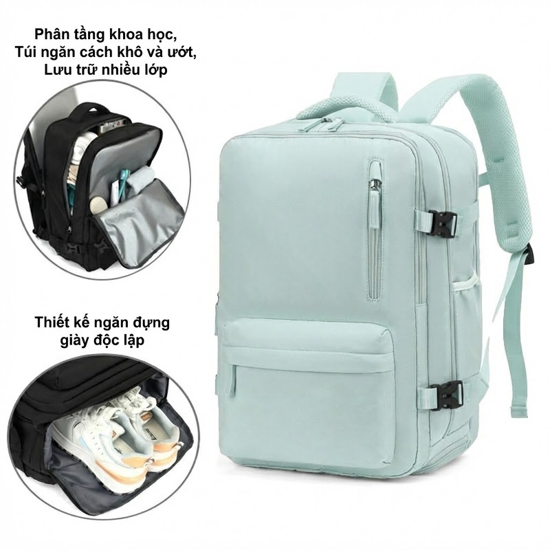Balo Đôi Nam Nữ Vải Dù Chống Thấm Nước Dung Tích Lớn Đựng Laptop Đi Học Du Lịch Màu Đen, Trắng, Xanh Dương, Hồng...