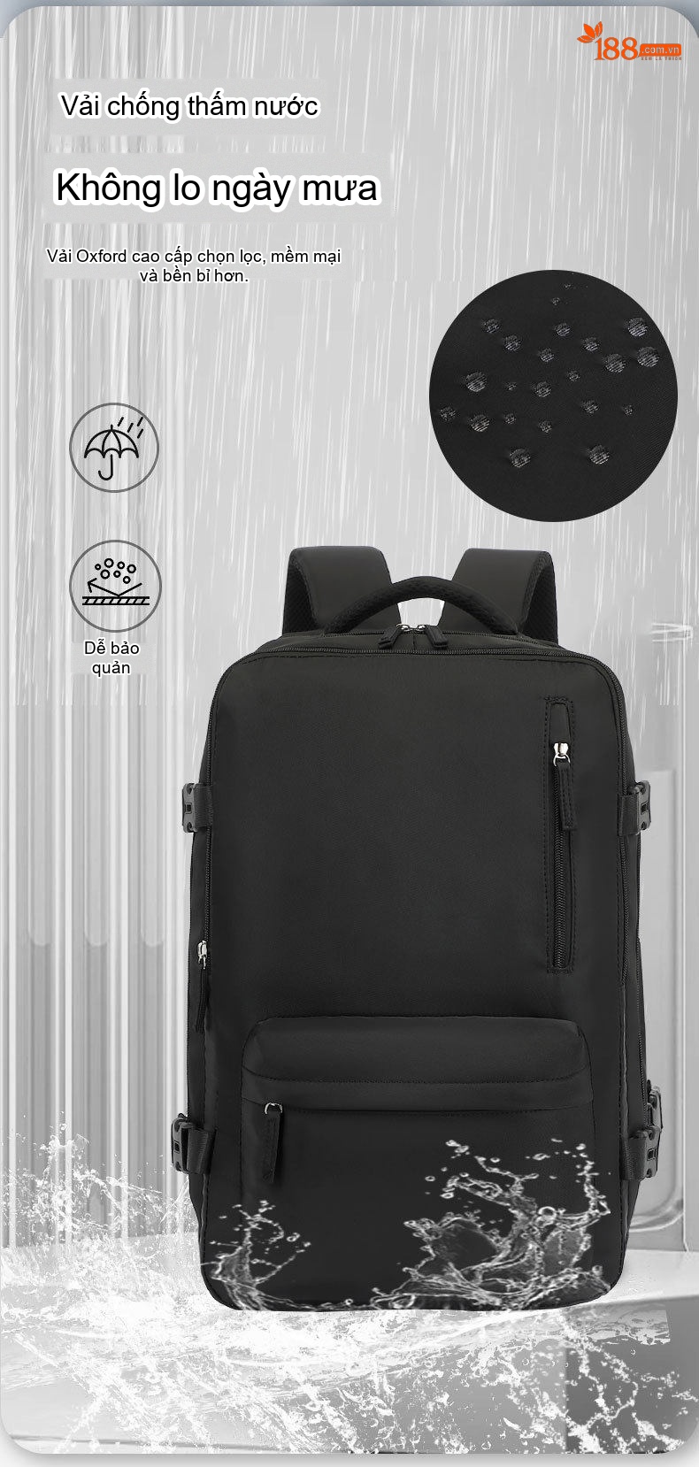 Balo Đôi Nam Nữ Vải Dù Chống Thấm Nước Dung Tích Lớn Đựng Laptop Đi Học Du Lịch Màu Đen, Trắng, Xanh Dương, Hồng... chi tiết 11