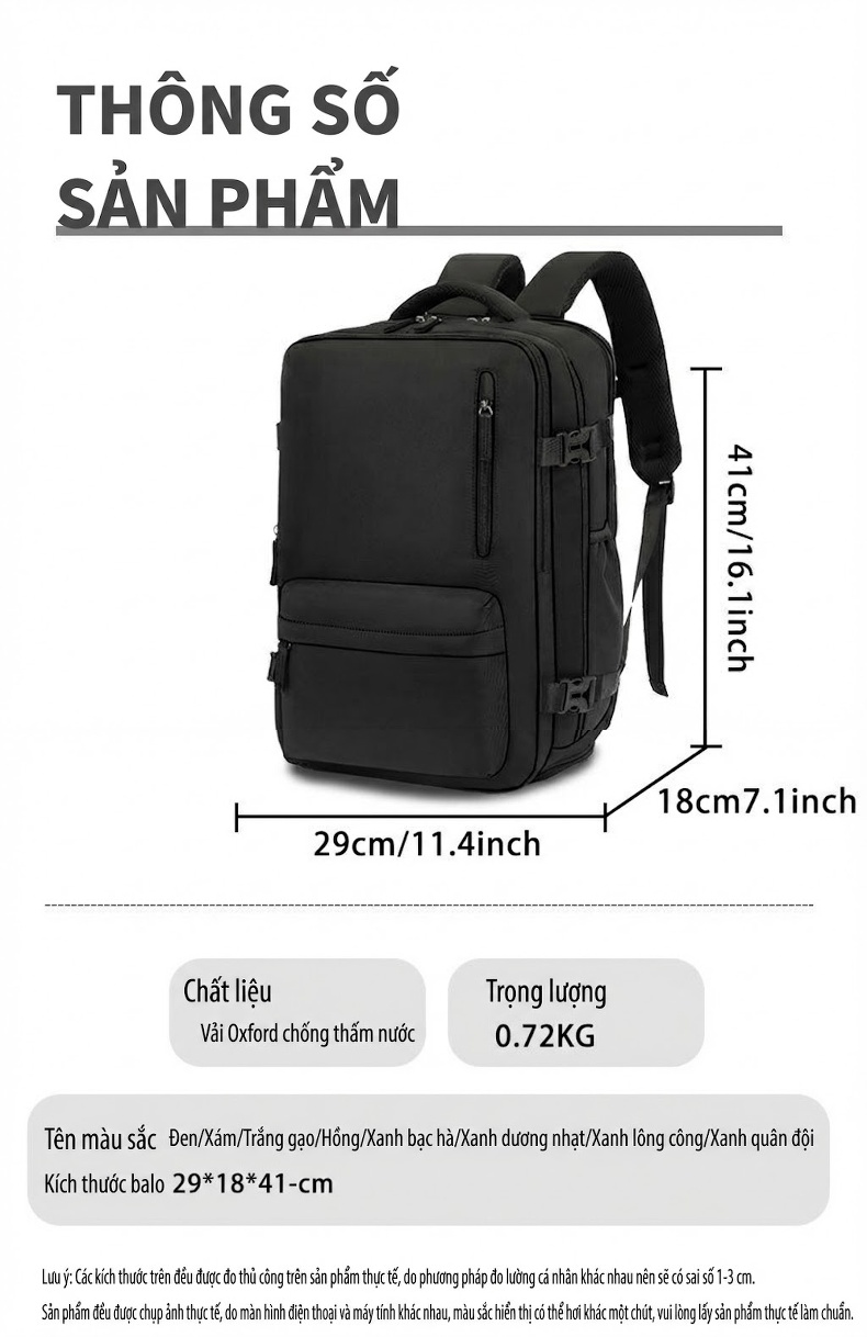 Balo Đôi Nam Nữ Vải Dù Chống Thấm Nước Dung Tích Lớn Đựng Laptop Đi Học Du Lịch Màu Đen, Trắng, Xanh Dương, Hồng... chi tiết 8