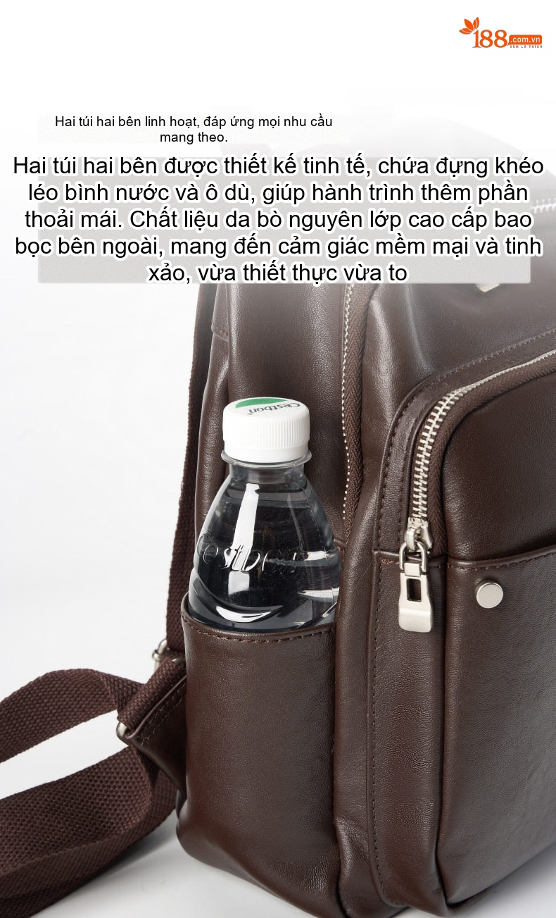 Balo Đôi Nữ Da Thật Cao Cấp Phong Cách Thời Trang Du Lịch Công Sở Màu Đen, Nâu chi tiết 5
