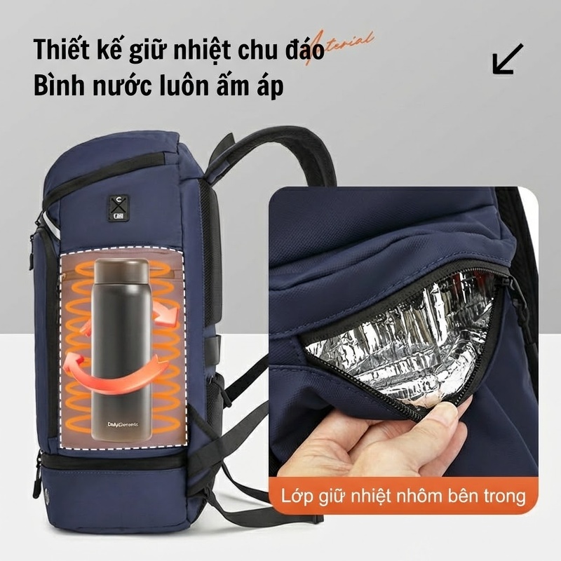 Balo Đôi Thời Trang Ngoài Trời Leo Núi Đi Học Đa Năng Dung Tích Lớn Đựng Laptop Màu Đen, Xanh Navy