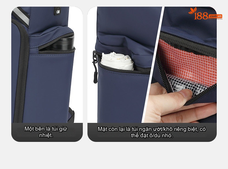 Balo Đôi Thời Trang Ngoài Trời Leo Núi Đi Học Đa Năng Dung Tích Lớn Đựng Laptop Màu Đen, Xanh Navy chi tiết 11
