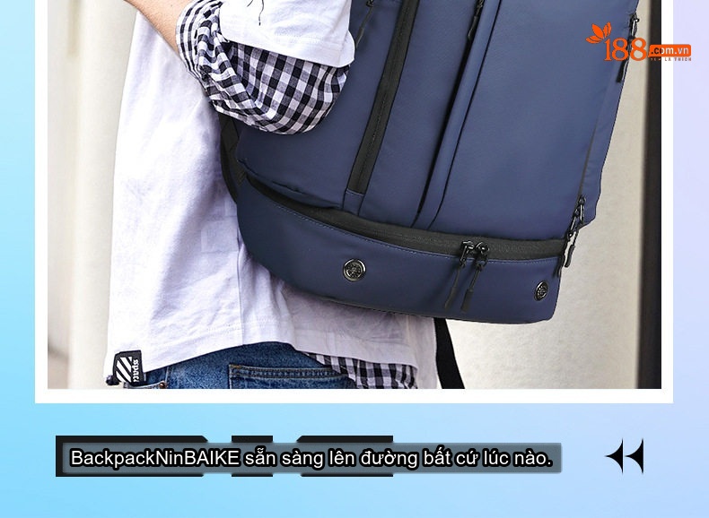 Balo Đôi Thời Trang Ngoài Trời Leo Núi Đi Học Đa Năng Dung Tích Lớn Đựng Laptop Màu Đen, Xanh Navy chi tiết 2