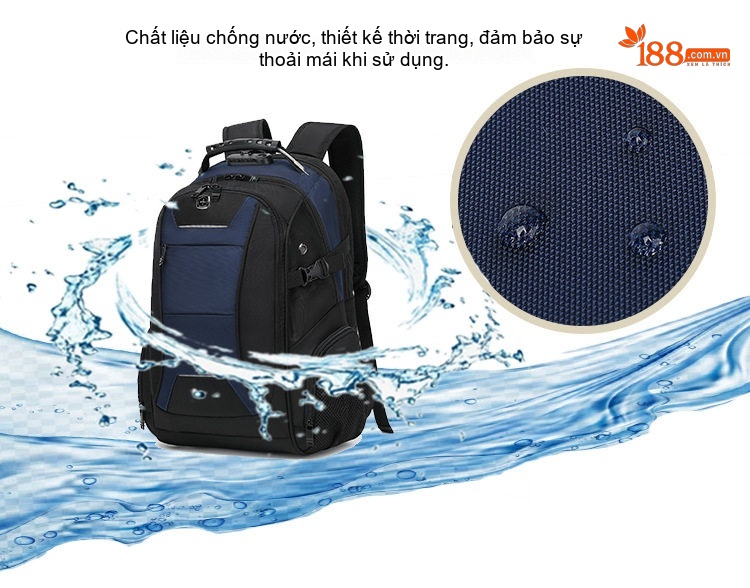 Balo Đôi Vải Canvas Nam Nữ Đựng Laptop Chống Nước Đi Học Du Lịch Màu Đen, Xanh Navy, Đỏ chi tiết 3