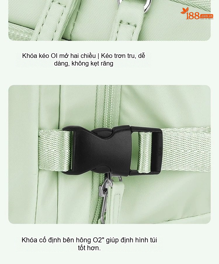 Balo Du Lịch Đa Năng Chống Nước, Gọn Nhẹ, Nhiều Ngăn Màu Đen, Xám, Tím, Xanh Lá Cây... chi tiết 22