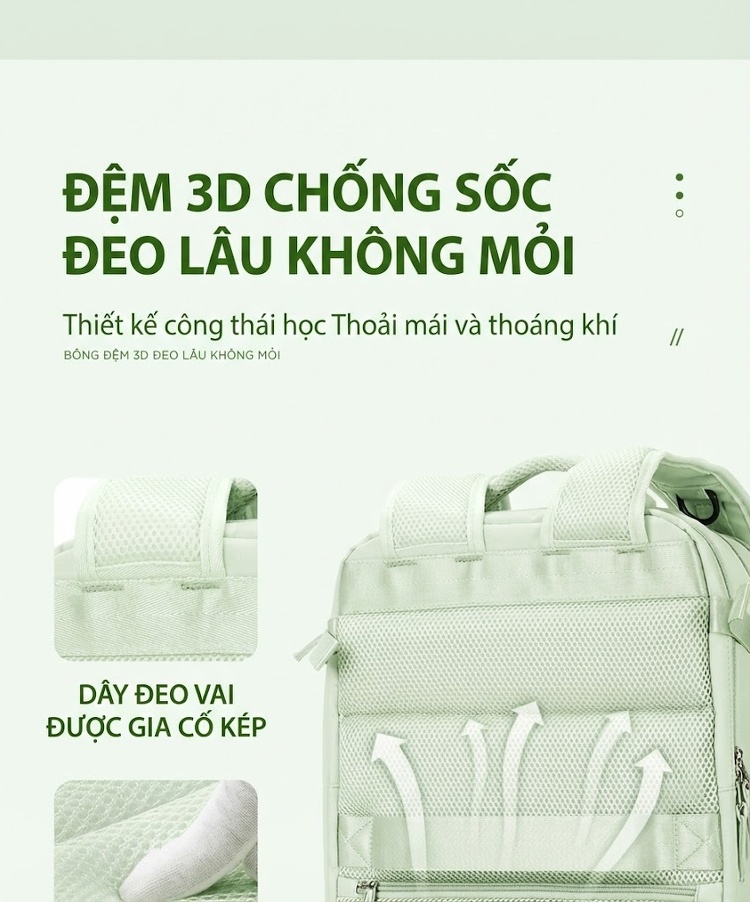 Balo Du Lịch Đa Năng Chống Nước, Gọn Nhẹ, Nhiều Ngăn Màu Đen, Xám, Tím, Xanh Lá Cây... chi tiết 13