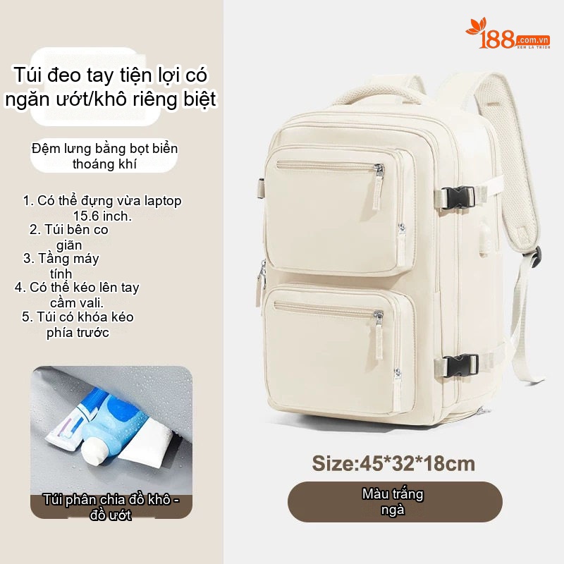 Balo Du Lịch Đa Năng Chống Nước, Gọn Nhẹ, Nhiều Ngăn Màu Đen, Xám, Tím, Xanh Lá Cây...