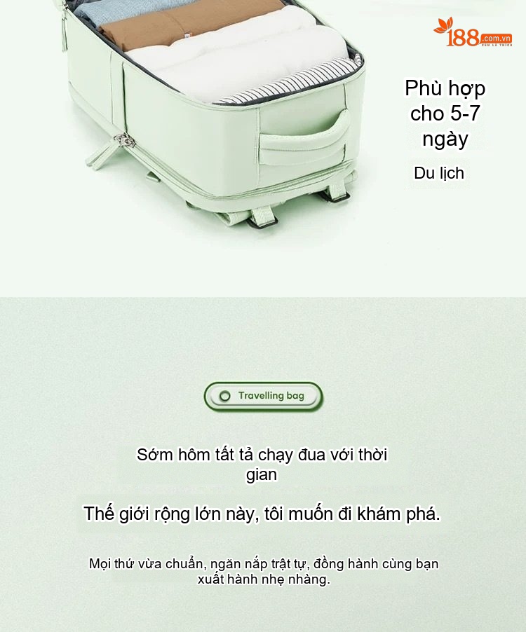 Balo Du Lịch Đa Năng Chống Nước, Gọn Nhẹ, Nhiều Ngăn Màu Đen, Xám, Tím, Xanh Lá Cây... chi tiết 2