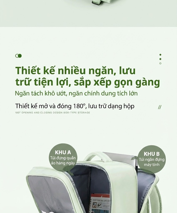 Balo Du Lịch Đa Năng Chống Nước, Gọn Nhẹ, Nhiều Ngăn Màu Đen, Xám, Tím, Xanh Lá Cây... chi tiết 10