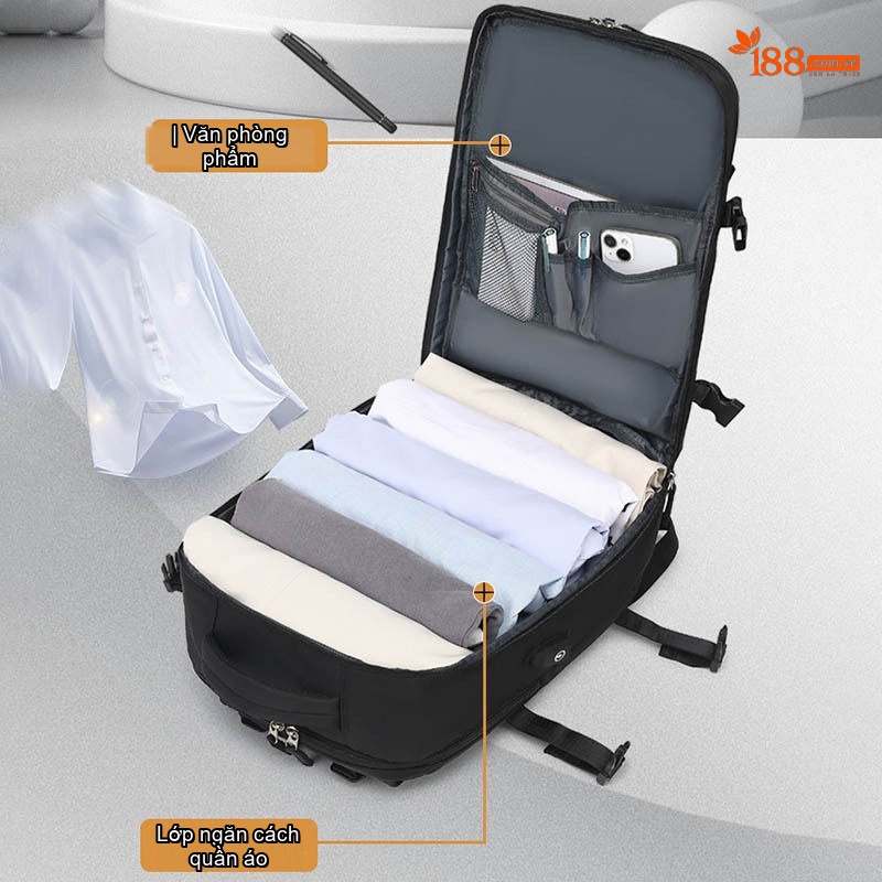 Balo Du Lịch Đa Năng Sức Chứa Lớn Siêu Nhẹ Tiện Lợi Màu Đen, Xanh Lá