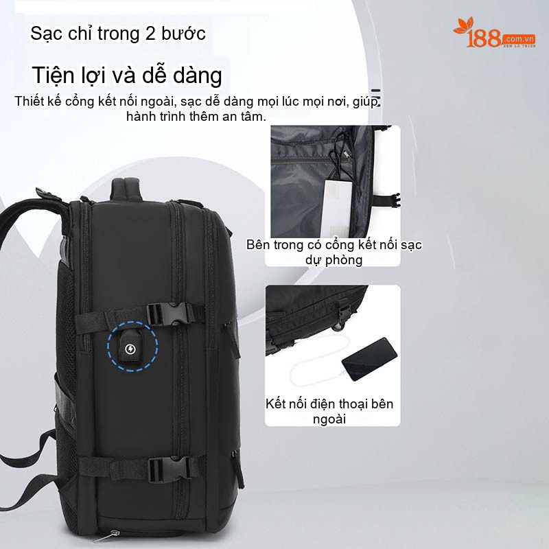 Balo Du Lịch Đa Năng Sức Chứa Lớn Siêu Nhẹ Tiện Lợi Màu Đen, Xanh Lá