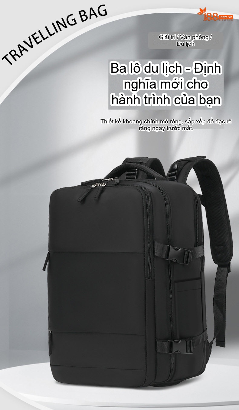 Balo Du Lịch Đa Năng Sức Chứa Lớn Siêu Nhẹ Tiện Lợi Màu Đen, Xanh Lá chi tiết 1