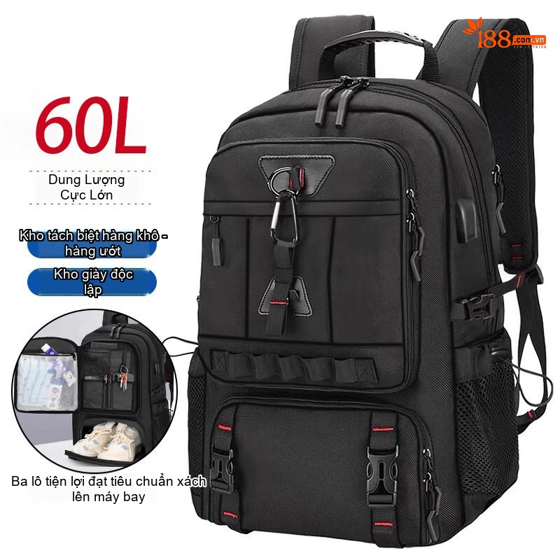 025 phiên bản nâng cấp màu đen lớn 60 lít