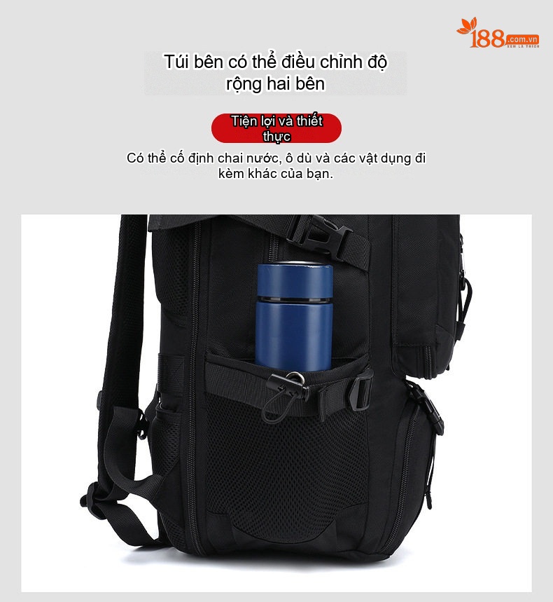 Balo Du Lịch Nam Nữ Chống Thấm Nước Dung Tích Lớn Đựng Laptop Màu Đen, Xanh Dương, Rằn Ri chi tiết 13