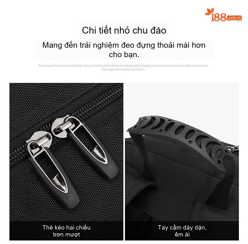Balo Du Lịch Nam Nữ Chống Thấm Nước Dung Tích Lớn Đựng Laptop Màu Đen, Xanh Dương, Rằn Ri chi tiết 18