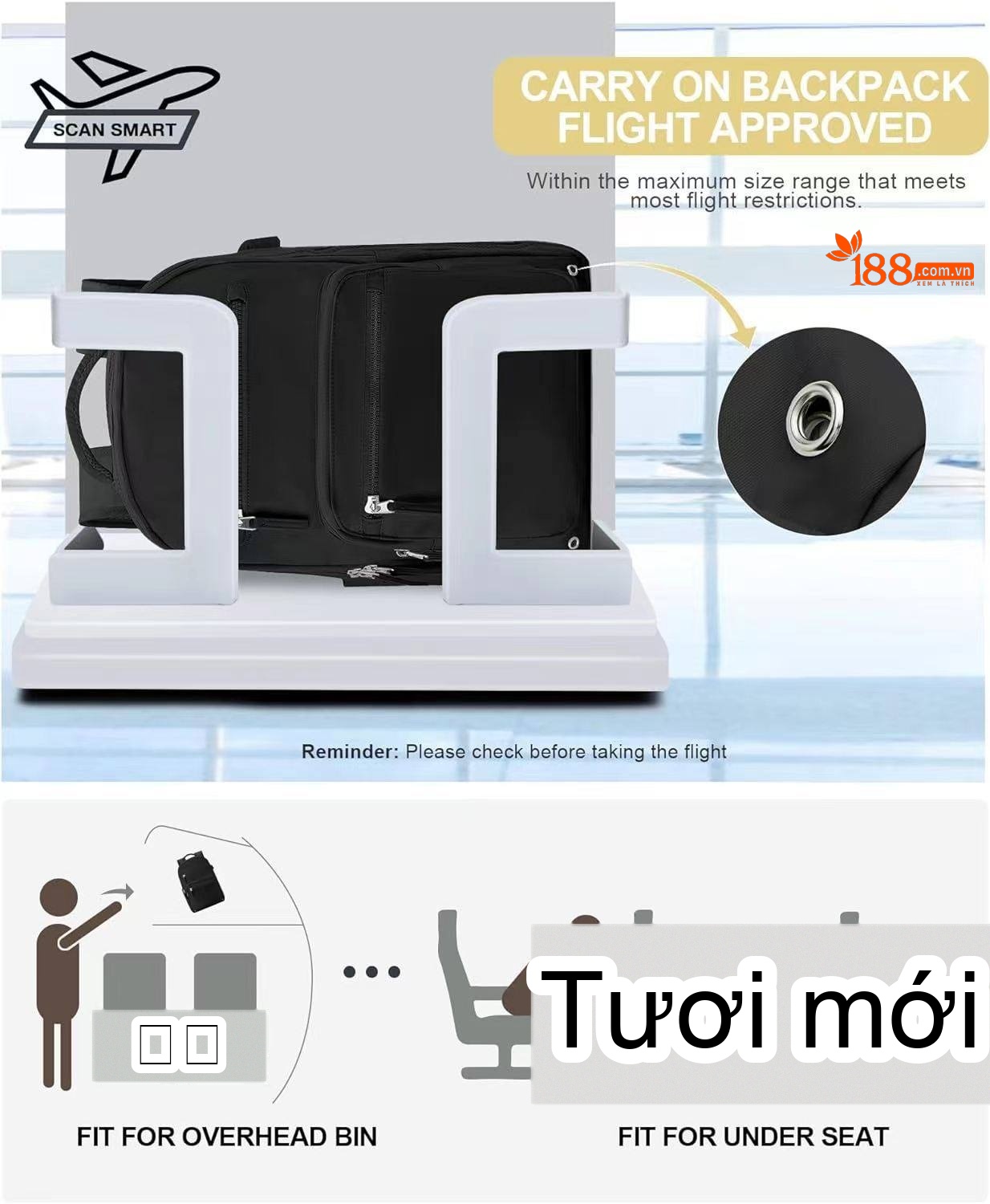 Balo Du Lịch Nam Nữ Dung Tích Lớn Đa Năng Tiện Lợi Cho Chuyến Đi Ngắn Ngày Màu Trắng, Đen, Xanh Lá, Tím... chi tiết 11