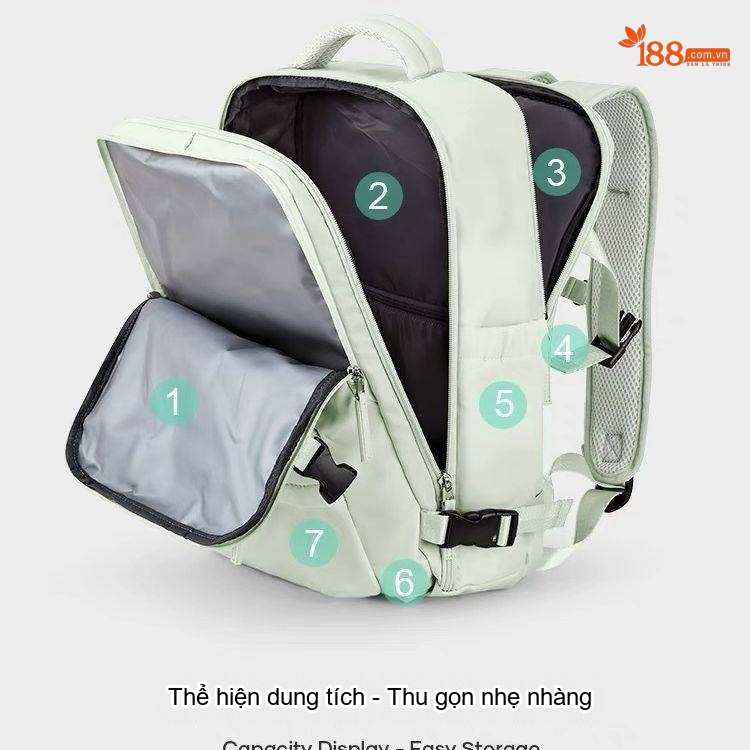 Balo Du Lịch Nữ Đa Năng Chống Sốc Chống Nước Siêu Nhẹ Dung Tích Lớn Màu Xanh Bạc Hà, Xám, Xanh Lam Ngọc Bích, Kem...