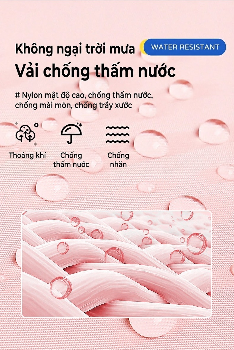 Balo Du Lịch Nữ Đa Năng Chống Sốc Chống Nước Siêu Nhẹ Dung Tích Lớn Màu Xanh Bạc Hà, Xám, Xanh Lam Ngọc Bích, Kem... chi tiết 13