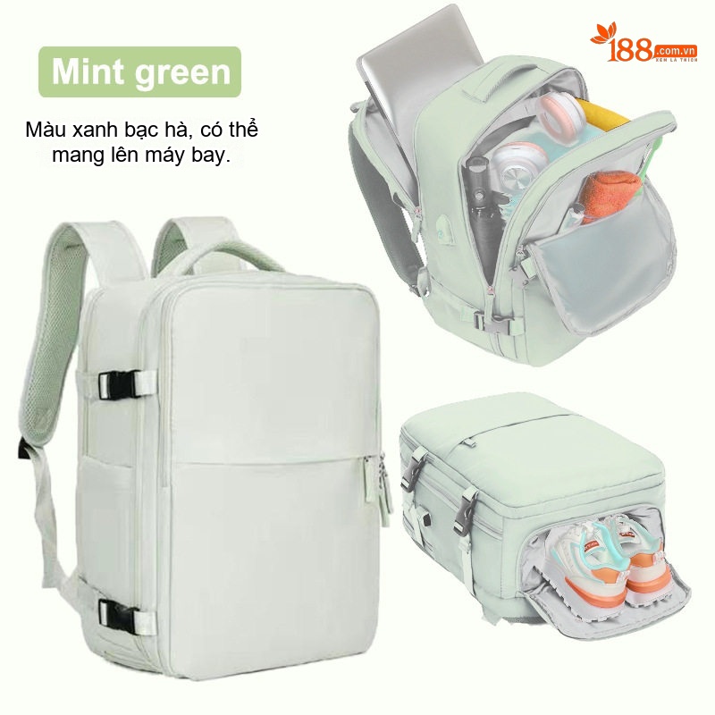 Balo Du Lịch Nữ Siêu Lớn Đa Năng Chống Nước Màu Trắng Ngà, Nâu, Xanh Dương