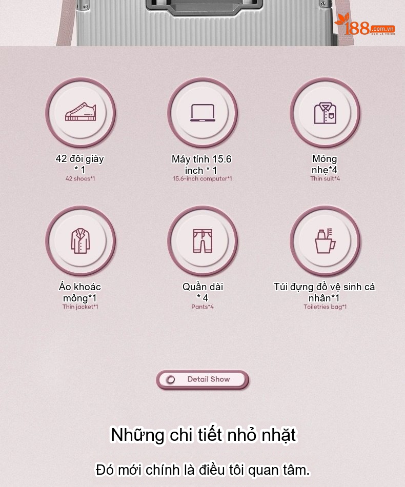 Balo Du Lịch Nữ Siêu Lớn Đa Năng Chống Nước Màu Trắng Ngà, Nâu, Xanh Dương chi tiết 24