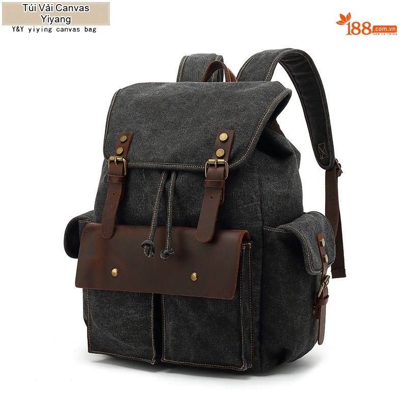 Balo Du Lịch Vải Canvas Chống Mòn Phong Cách Retro Màu Nâu, Xanh, Xám, Đen...