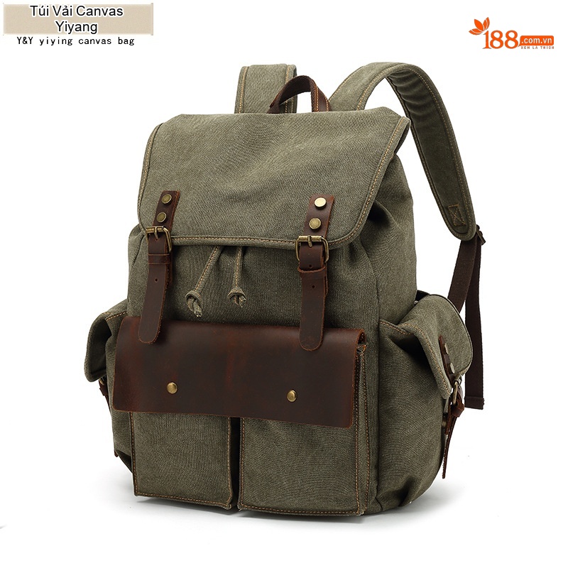 Balo Du Lịch Vải Canvas Chống Mòn Phong Cách Retro Màu Nâu, Xanh, Xám, Đen...
