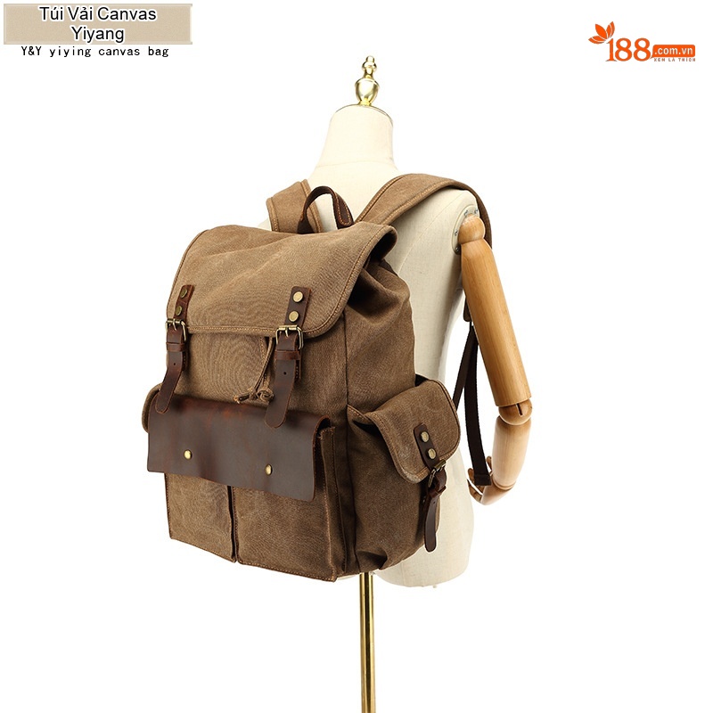 Balo Du Lịch Vải Canvas Chống Mòn Phong Cách Retro Màu Nâu, Xanh, Xám, Đen...