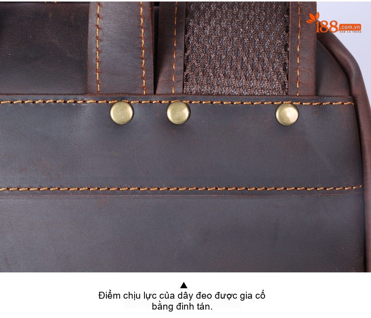 Balo Đựng Laptop Nam Da Bò Thủ Công Vintage Phong Cách Bụi Bặm Màu Nâu chi tiết 15