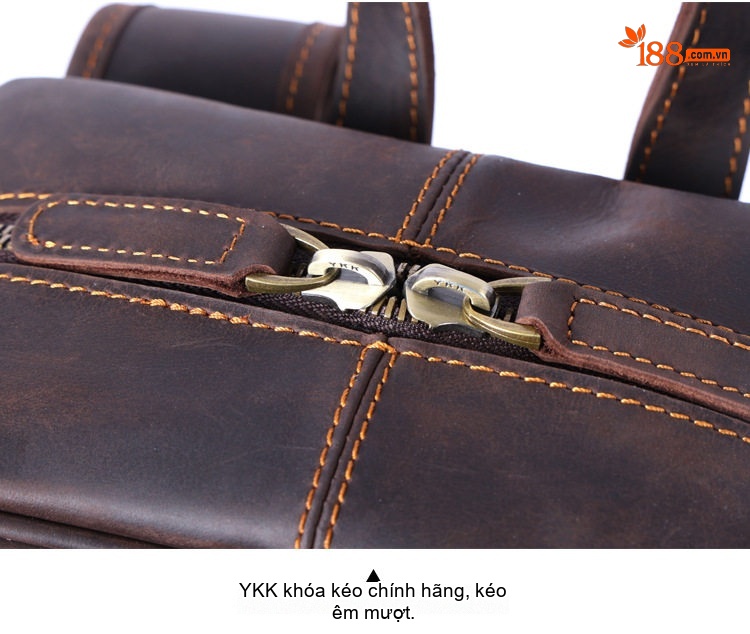 Balo Đựng Laptop Nam Da Bò Thủ Công Vintage Phong Cách Bụi Bặm Màu Nâu chi tiết 16