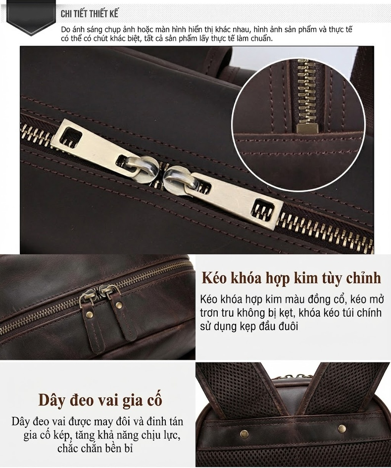 Balo Đựng Máy Ảnh Da Bò Sáp Ngoài Trời Phong Cách Âu Mỹ, Túi Đeo Vai Du Lịch Chống Sốc, Nội Thất Có Thể Tháo Rời Màu Nâu chi tiết 12