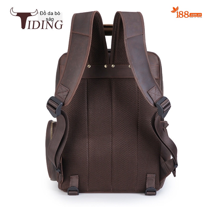 Balo Đựng Máy Ảnh Da Bò Sáp Ngoài Trời Phong Cách Âu Mỹ, Túi Đeo Vai Du Lịch Chống Sốc, Nội Thất Có Thể Tháo Rời Màu Nâu