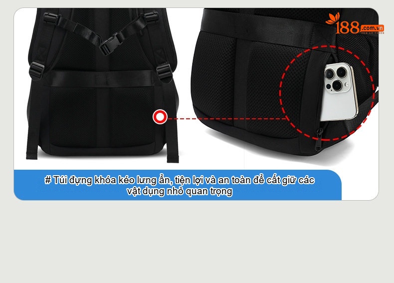 Balo Học Sinh Cấp 2, Cấp 3 Chống Nước Chống Trộm Đa Năng Đi Học, Du Lịch Màu Đen, Khaki chi tiết 15