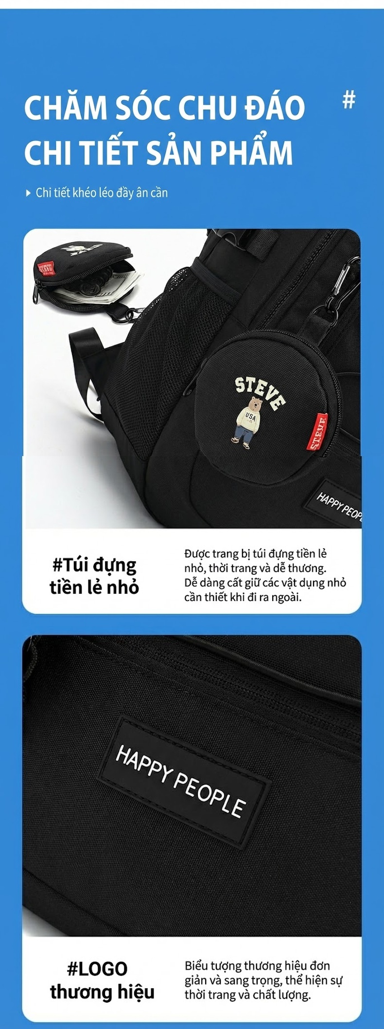 Balo Học Sinh Cấp 2, Cấp 3 Chống Nước Chống Trộm Đa Năng Đi Học, Du Lịch Màu Đen, Khaki chi tiết 24