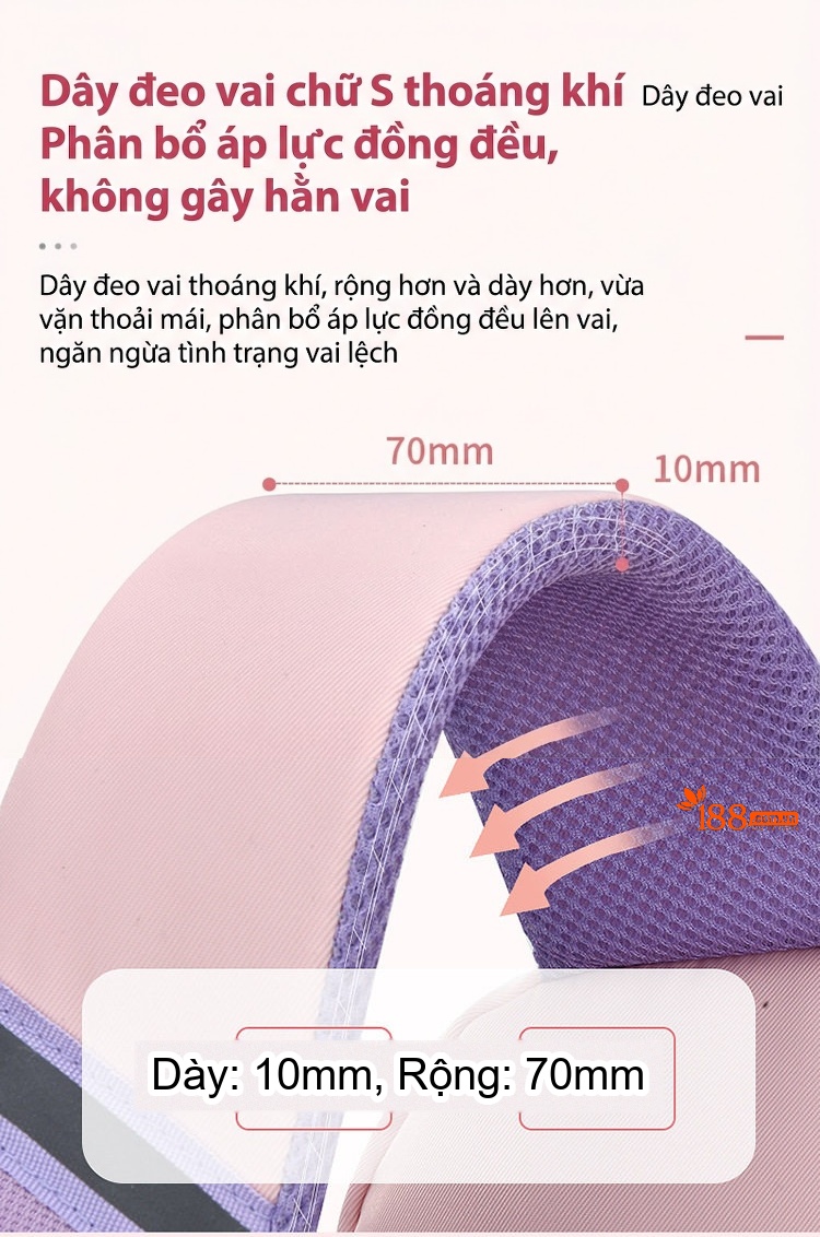 Balo Học Sinh Tiểu Học Chống Thấm Nước Hình Thỏ Dễ Thương Màu Hồng, Xanh Dương, Tím chi tiết 7