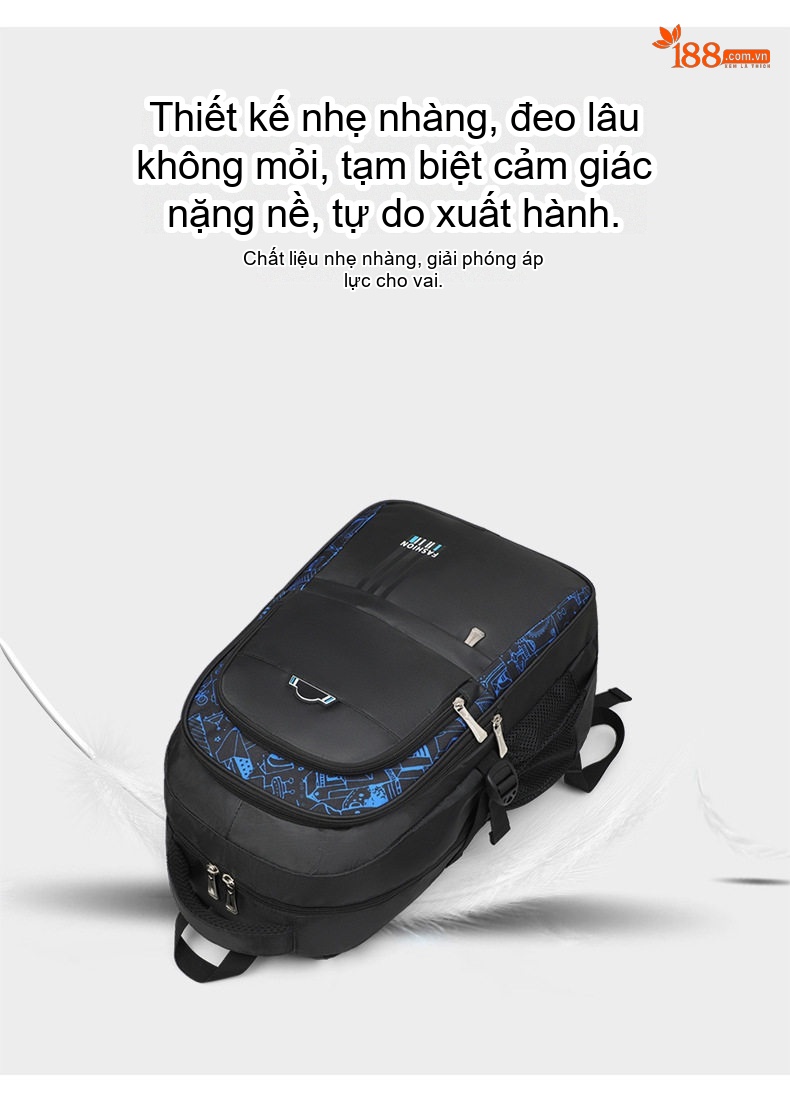 Balo Laptop Nam Nữ Chống Sốc Chống Nước Sức Chứa Lớn Cho Học Sinh, Sinh Viên Màu Đen, Xanh chi tiết 10