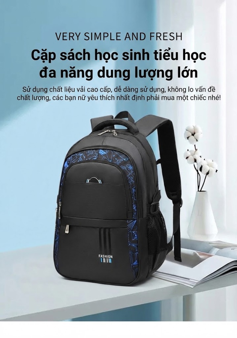 Balo Laptop Nam Nữ Chống Sốc Chống Nước Sức Chứa Lớn Cho Học Sinh, Sinh Viên Màu Đen, Xanh chi tiết 1