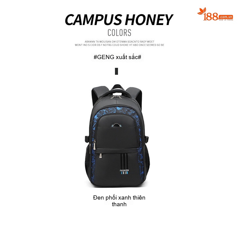 Balo Laptop Nam Nữ Chống Sốc Chống Nước Sức Chứa Lớn Cho Học Sinh, Sinh Viên Màu Đen, Xanh chi tiết 2
