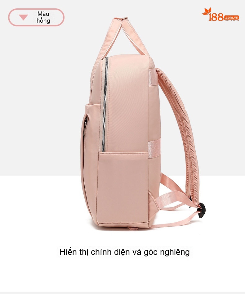 Balo Laptop Nam Nữ Thời Trang Công Sở Du Lịch Đơn Giản Vải Dù Chống Thấm Nước Màu Hồng, Đen chi tiết 17