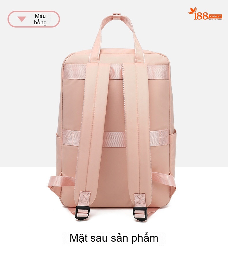 Balo Laptop Nam Nữ Thời Trang Công Sở Du Lịch Đơn Giản Vải Dù Chống Thấm Nước Màu Hồng, Đen chi tiết 18